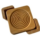Vintage Light  Wood Coasters Full Set Of 8 With Holder Mcm Style