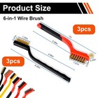 6 Pack Small Wire Brush Set - 7 Inch Brass Brush steel Brush nylon Brush With Cu