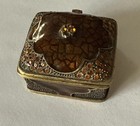 Vintage Trinket Box Lot Hinged Porcelain Footed Gold Accents 3pcs