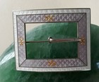 Antique Victorian Guilloche Enamel Gilt Sterling Buckle Sash Brooch Pin