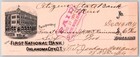 Oklahoma City Territorial 1894 Bank Check - Building   Busy Street Vignette