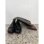Michael Kors Black Brown Leather Riding Boots Gold Mk Logo Tall Knee High Boots