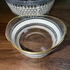 Jeannette Glass Greek Blue Ice Bucket Or Chip And Dip Bowls Vtg Patrician Gold