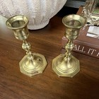 Vintage Brass Octagon Candlestick Holders - Set Of Two
