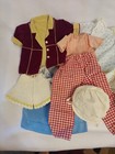 Lot Of 9 Vintage Doll Clothes Mixed Lot 4 Dresses  2 Pants  1 Jacket  1 Short