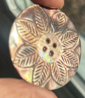 Vintage Xl Mother Of Pearl abalone Button 2  Hand Carved