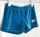 Gk Elite Child Large Cl L Solid  Blue Velvet Velour Gymnastics Cheer Shorts