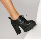 Vintage Womens High Block Heelslace Up Carved Brogue Shoes Platform Plus Size 