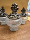 Vintage Lot Of 3 Antique Vanity Jars With Lids