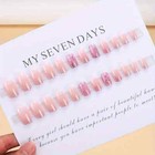 24pcs Short Square Glitter Gradient Press-on Nail Set  Pink Color  Matte Finish