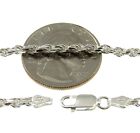 3mm Solid 925 Sterling Silver Italian Diamond Cut Rope Chain Necklace Italy