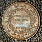 Bolivia  1909-h 50 Centavos  Choice Bu  Pretty Toning