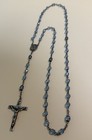 Vintage Creed Sterling Silver 925 Rosary Blue Glass Beads Catholic Crucifix