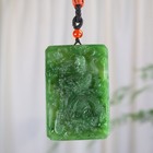 Chinese Natural Green Hetian Jade Jasper Jadeite Hand-carved Pendant Guangong