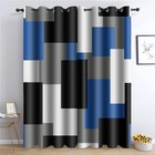 Blue Black Blackout Curtains For Bedroom 2 Panels Set White Modern Abstract G   