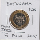 Botswana 5 Pula 2007 K30 Mopane Worm   Plains Zebras Bimetal Royal Mint Uk