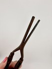 Antique 9    Cast Iron Curling Iron Wood Handles Primitive Victorian Stove Heated