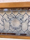 Antique Victorian Era Stained Transom Window 19x38 With Bow Design C  1880-1920