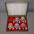 Vtg Chinese Opera Masks Hand Painted Lot Of 6 In Box 2 25  X 2 