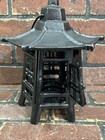 Antique Japanese Cast Iron Garden Pagoda Candle Lantern  6 Sided 9 25   h X 9   w