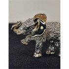 Vintage Gold-tone Baby Elephant Brooch With Clear Rhinestones   Green Eye