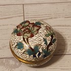 Vintage Kogo Cloisonne Enamel Floral Flower Brass Tea Ceremony Trinket Pill Box