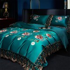 Silk Cotton Lace Bedding Set 4 Pcs Duvet Cover Bed Cover Pillowcases Embroidery