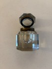 Antique Heavy Clear Glass Octagon Inkwell With Hinged Lid In Brass