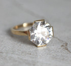Solid 14k Yellow Gold 3 Ct Round Cut Moissanite Hexagonal Wedding Ring