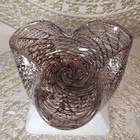Vintage Murano Italy Barovier   Toso Art Glass Swirl Bowl W  Silver Brown Ec Fun