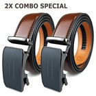 28   -50    Men s Leather Ratchet Dress Belts Automatic Buckle Click Sliding Belt 1a