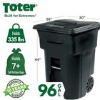 96 Gallon Black Rolling Outdoor Garbage trash Can With Wheels And Attached Lid