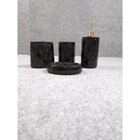 4 Piece Black Ceramic Bathroom Accessory Set Soap Dispenser Toothbrush Holder