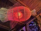 New Rattan Fish Trap Lamp  W  Real Puffer Fish Red Led Smokin Tikis Oceanic