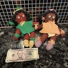 Vntg Pair African American Crochet knit  11    Dolls Handmade In Usa Folk Art Gift