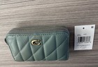 Nwt Coach Essential Small Zip Around Card Case With Pillow Quilting Cm505 Sage