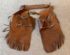 Handmade Fringed Brown Leather Western Cowboy Chaps Chinks - Youth Size