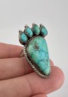 Vintage Navajo Sterling Silver High Grade Carico Lake Turquoise Bear Paw Ring