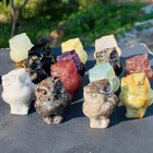 50pc Natural Mix Quartz Carved Owlskull Crystal Reiki Healing Gem Halloween Gift