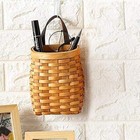 Hanging Wicker Basket Hand-woven Wood Storage Basket Portable Wall Hanging Flowe