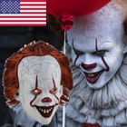 Halloween Scary Clown Pennywise It Full Mask With Led Evilred Eye Horror Cosplay