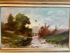 Large Antique 19th Century  Oil Painting Landscape
