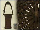 Antique Japanese Bamboo Flower Basket With Handle Traditional Ikebana Basket