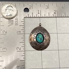 Vintage Navajo Native Turquoise Shadowbox Silver Stampwork Pendant