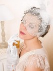 Fascinator Hat  Funeral Veil Hat Pillbox Cocktail Tea Party Headpiece Lace Glove