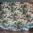 Holly Green Red White Round Fabric Holiday Christmas Tablecloth Vintage 70   dia
