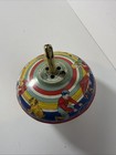 Vintage Tin Toy Top  Made In Usa Boy With Dog Art Tin  Small 3 5  Long