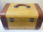 Vintage Train Tweed Vanity Case Yellow Brown Leatherette Mcm 13 5x9x7 25   