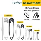 210pcs Mixed Size Safety Pins Set Silver And Black Small Large Sewing Supplies