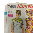 Vintage 70s Simplicity 7469 Pattern Misses 8-16 Collarless Dress Scarves Zip Cut